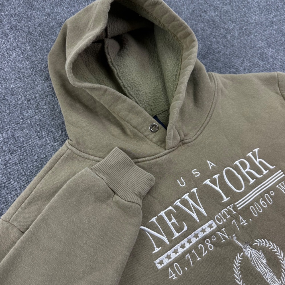 Favor Fashion New York Hoodie S Olive Green Graphic Statue of Liberty Mens